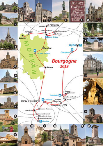 Routekaartje Romaans Bourgondië