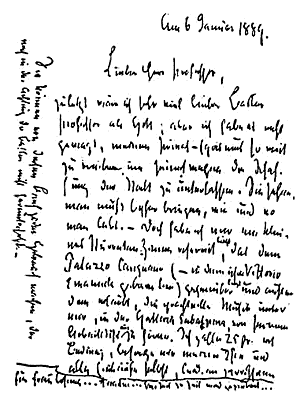 Nietzsche an Burckhardt, 5. Januar 1889