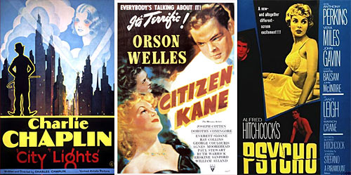 City Lights, Citizen Kane en Psycho